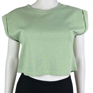 Paper‎ Crane Green Short Sleeve Crop Top T-Shirt Womens Size L
